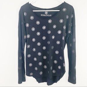 SoulCycle Black Metallic Dot Long Sleeve Tee Size M